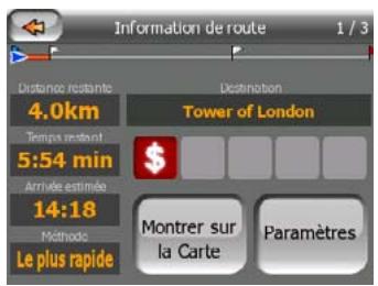 MIO DIGIWALKER C220 - Données de l'itinéraire affichées (pour la destination et les étapes) - 1