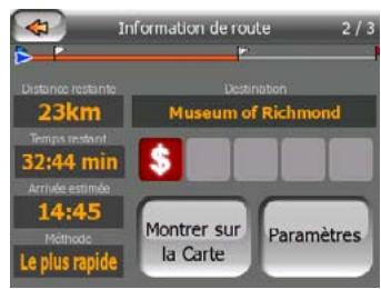 MIO DIGIWALKER C220 - Données de l'itinéraire affichées (pour la destination et les étapes) - 2