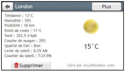 MIO SPIRIT S485 EUROPE - Comment puis-je visualiser les infos météo pour une ville que j'ai ajoutée ? - 1