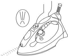 LERVIA KH 2203 STEAM AND DRY IRON - Utilisation de la touche jet de vapeur en tenant le fer verticalement - 1