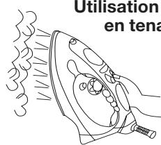 LERVIA KH 2203 STEAM AND DRY IRON - Utilisation de la touche jet de vapeur en tenant le fer horizontalement - 2