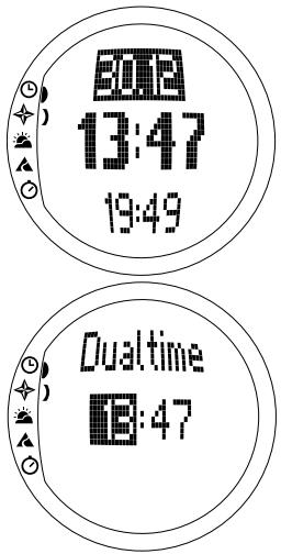 SUUNTO S6 - Réglage de l'heure et de l'heure du deuxième fuseau horaire (dual time) - 1