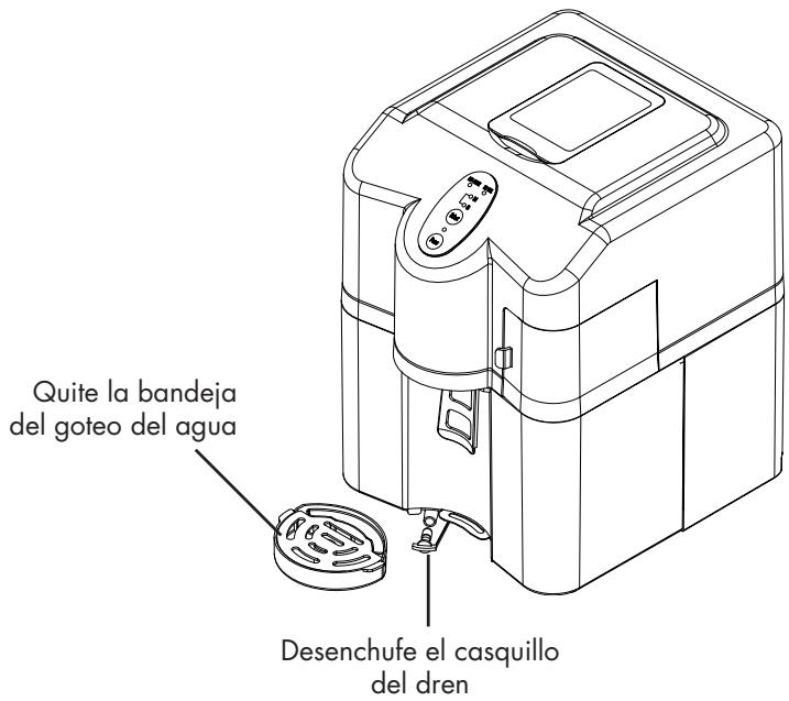 HAIER HPIMD25B - Cómo eliminar toda el agua del deposito de agua y del compartmentimiento de almacenimiento de hielo - 1