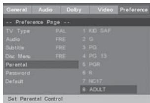 CONTINENTAL EDISON CEHCDVD211 - Parental control levels - 1
