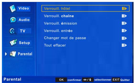 CONTINENTAL EDISON CE66HDD26G - Menu contrôle parental: - 1