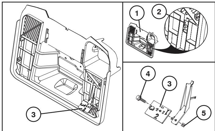 MCCULLOCH M105-85F,  M11577RB,  M12597TC,  M165107 HRB,  M 155107H - Pour regler le LEVIER de VIDAGE du BAC avec la palette - 1