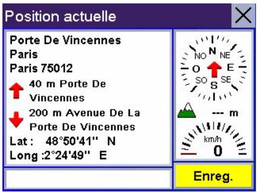 MAGELLAN CROSSOVER GPS - Écran position actuelle ( sélectionnez la barre supérieure de l'écran carte) - 1