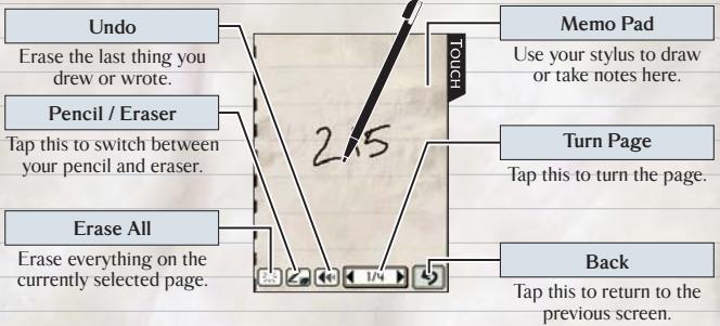 NINTENDO DS HOTEL DUSK ROOM 215 - Memo No. 1 - 1