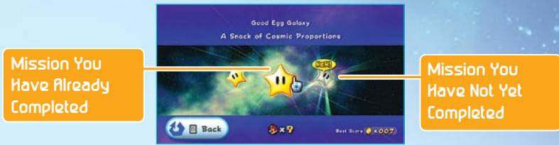 NINTENDO SUPER MARIO GALAXY - Mission Selection Screen - 1