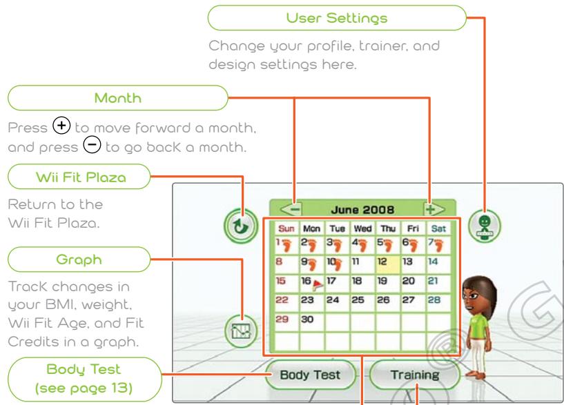 NINTENDO WII FIT - Calendar Screen - 1