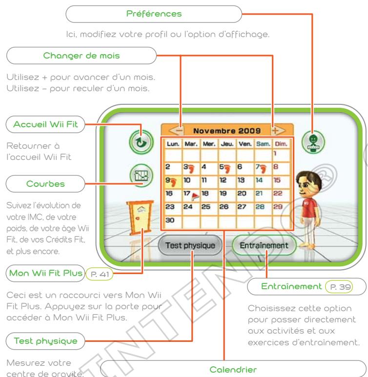 NINTENDO WII FIT PLUS - Écran du calendrier - 1