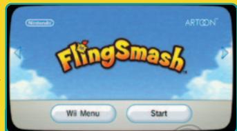 NINTENDO WII FLING SMASH - Insert the FlingSmash Game Disc into the disc slot on the Wii console. The console power will turn on. - 3
