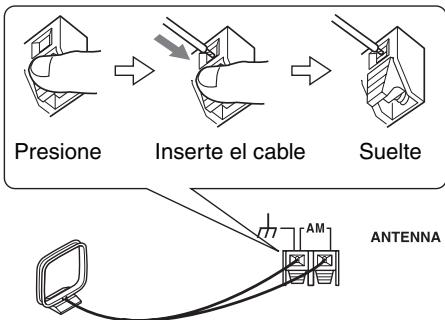 ONKYO SKB-570 - Conecte los dos cables de la antenna en bucule AM a los terminales de entrada AM, tal como se muestra a continuación. - 1