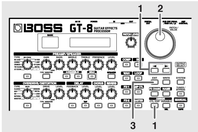 BOSS GT-8 - Fonction de la pédale CTL, du switch de pédale EXP et de la pédale EXP - 1