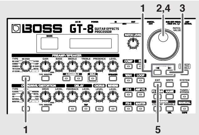 BOSS GT-8 - Changement de canal a ou b selon le volume de la guitare - 1