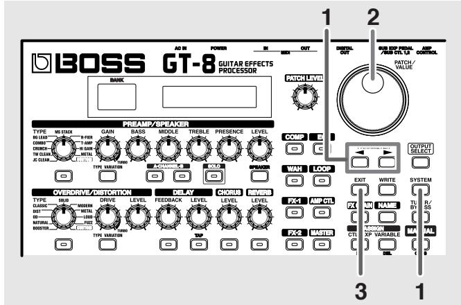 BOSS GT-8 - Réglage de changement de patch (bank change mode) - 1