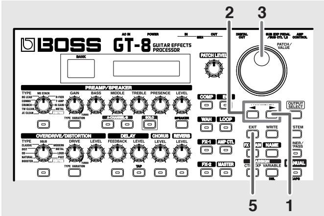 BOSS GT-8 - Sélection de l'effet à activer ou désactiver avec les pédales - 1