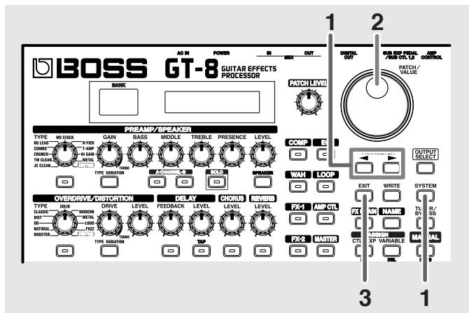BOSS GT-8 - Fonction des boutons (mode knob) - 1