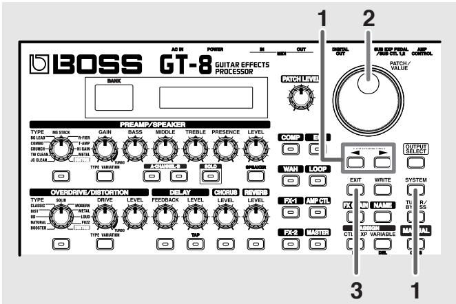 BOSS GT-8 - Fonction de la pédale EXP (fonction EXP pedal) - 1