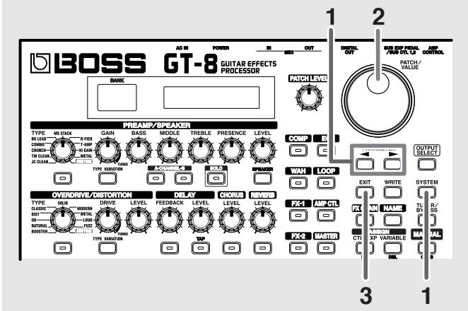 BOSS GT-8 - Fonctionnement de la molette patch/value (fonction dial) - 1