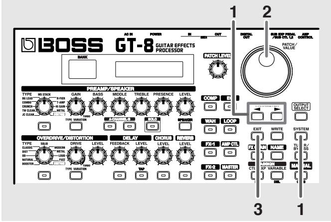 BOSS GT-8 - Conserver l'effet lors du changement de patch (mode patch change) - 1