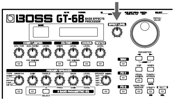 BOSS GT6B - Réglage rapide du volume des Patches (potentiomètre EFFECT LEVEL) - 1