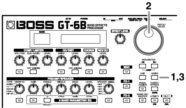 BOSS GT6B - Sauvegarde dans un Patch utiliseur (fonction Write) - 1