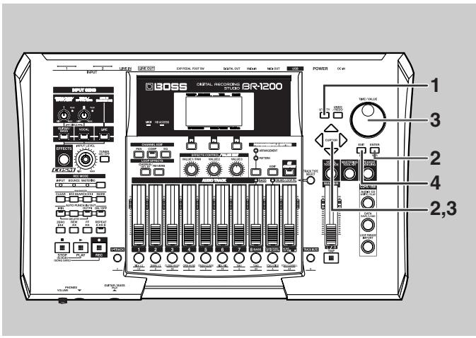 BOSS BR-1200 CD - Changement du point de mesure des vumètres (pre/post fader) - 1