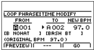 BOSS BR-1200 CD - Amenez le curseur sur "TIME MOD" et appuyez sur [enter/yes]. - 1