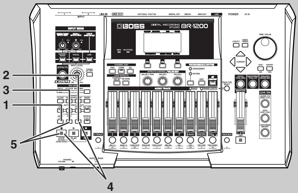 BOSS BR-1200 CD - Utiliser les boutons de transport - 1