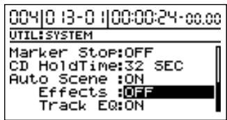 BOSS BR-1200 CD - Inclusion de l'égalisation et des effets dans les rappels 'auto scene - 1