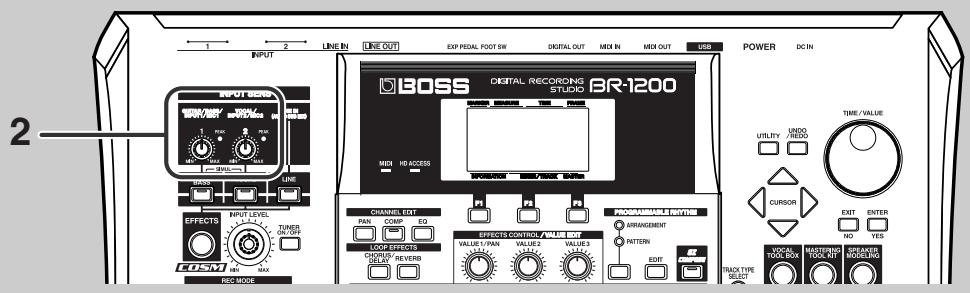BOSS BR-1200 CD - Réglage du niveau d'entrée (input sensitivity) - 1