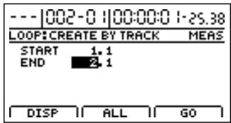 BOSS BR-1200 CD - Utilisez [CURSOR] et la molette time/value pour spécifier le début et la fin du passage devant servir comme boucle audio. - 1