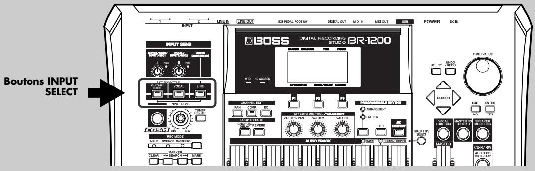 BOSS BR-1200 CD - Sélection de la source à enregistrer (input select) - 1