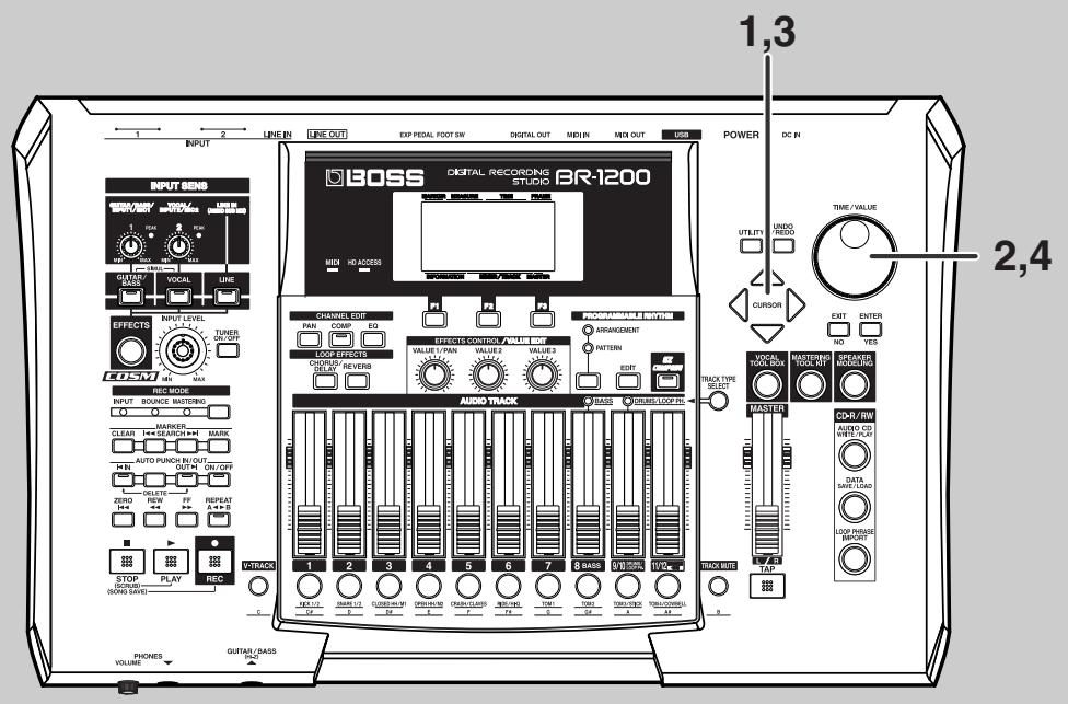 BOSS BR-1200 CD - Maintenez [STOP] enforcé et appuyez sur [REW]. - 1