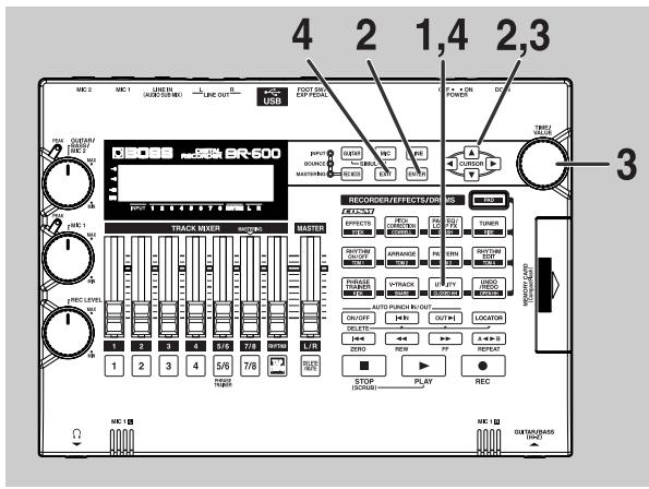 BOSS BR-600 - Réglage du contraste de l'écran - 1
