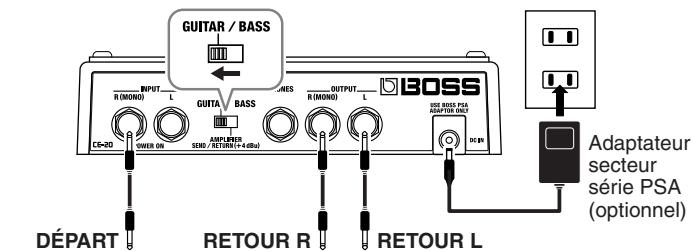 BOSS CE-20 - Connexion au départ/retour d'effet d'un enregistreur multipiste ou d'un mélangeur - 2