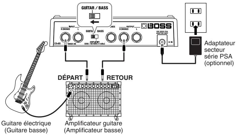 BOSS CE-20 - Connexion au départ/retour d'effet de l'ampli guitare/basse - 1