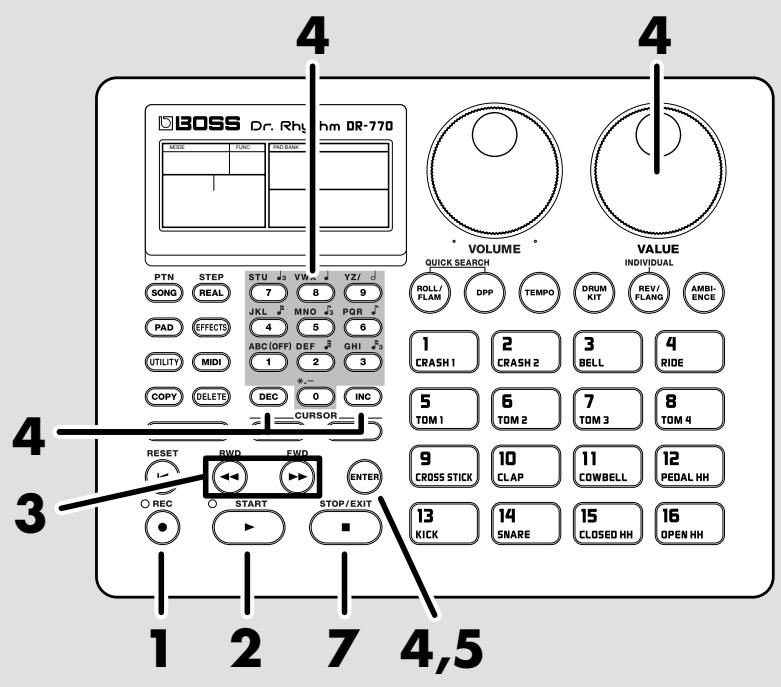 BOSS DR-770 - Pour recommencer l'enregistrement - 1