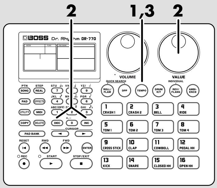 BOSS DR-770 - Réglage du tempo - 1