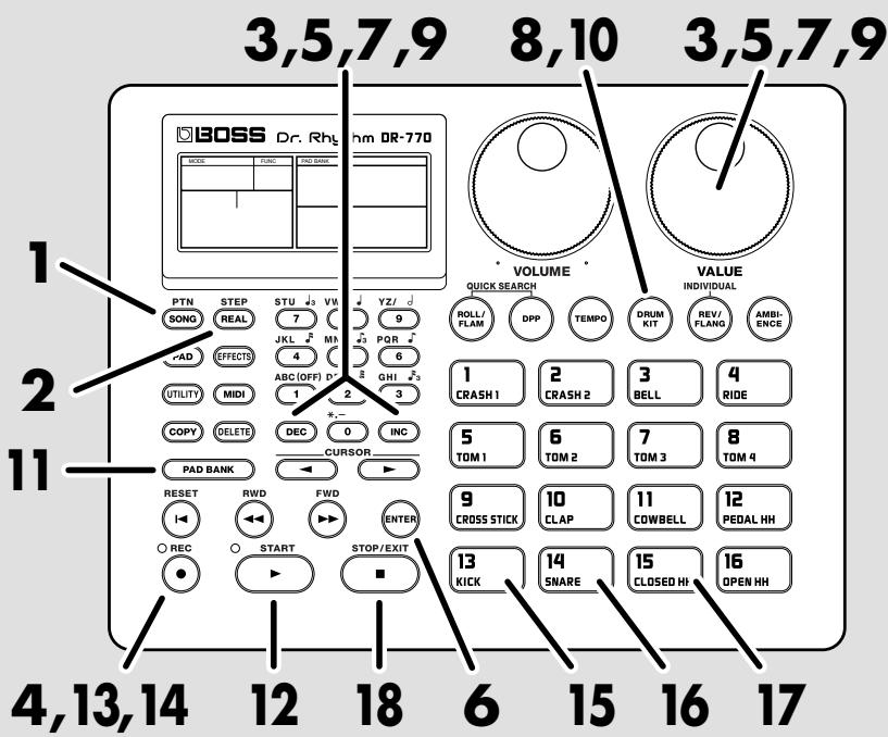 BOSS DR-770 - Enregistrement d'un pattern (en temps réel) - 3