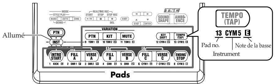 BOSS DR3 - Produire des sons d'instruments avec les pads ([INST]est allumé) - 1