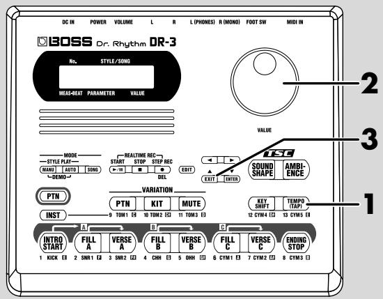 BOSS DR3 - Régler le TEMPO ([TEMPO]) - 1