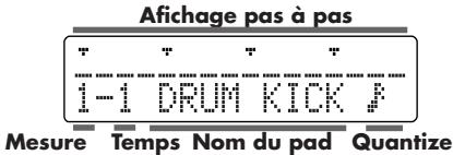 BOSS DR3 - Écran d'enregistrement pas à pas (step rec) - 1