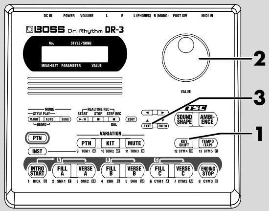 BOSS DR3 - Transposer la reproduction ([KEY SHIFT]) - 1