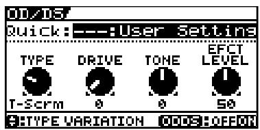 BOSS GT-10 - Sélectionner le 'type' pour od/ds ou PREAMP - 1