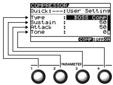 BOSS GT-10B - Utiliser les commandes PARAMETER - 2