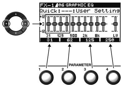BOSS GT-10B - Réglages 'GRAPHIC EQ' pour FX-1/2 - 1
