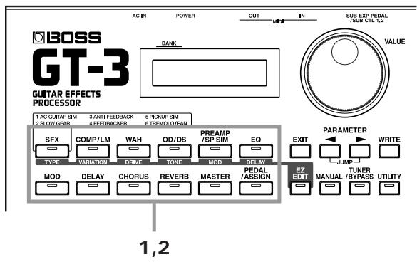 BOSS GT-3 - Réglage du statut activé/désactivé - 1