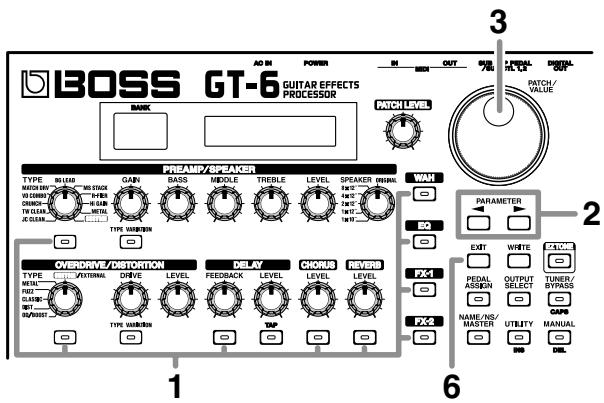 BOSS GT-6 - Réglages avancés à l'aide des paramètres individuels - 1